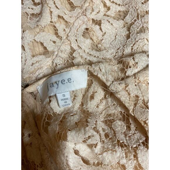 Jaye.e women's peach lined floral lace sleeveless open back zip closure dress S - Picture 7 of 10